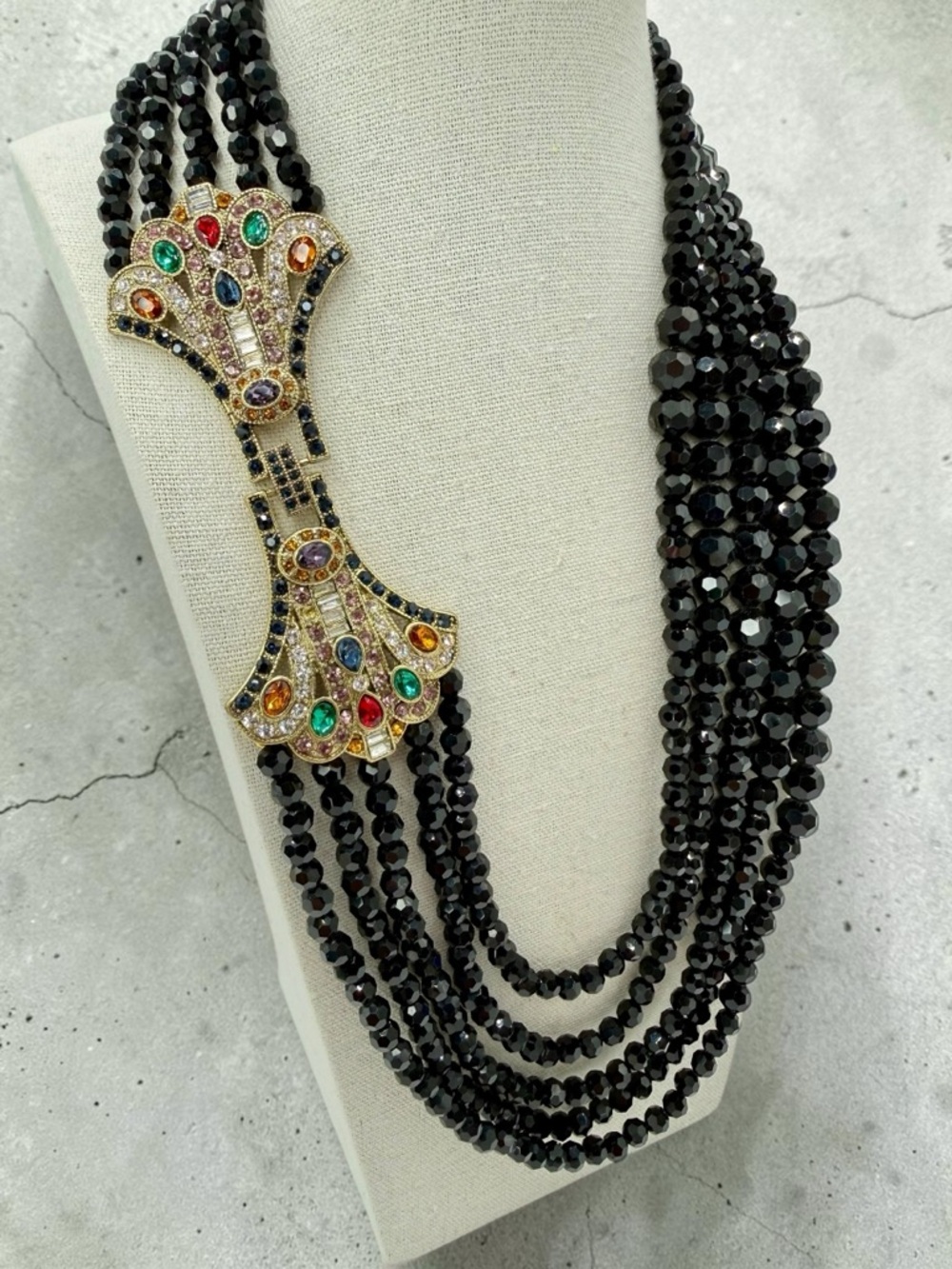 Heidi Daus Age of Elegance 6 Strand Crystal Necklace Statement 22-26” Graduated